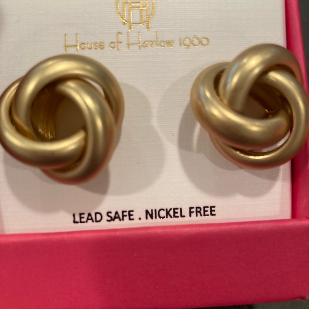 House of Harlow 1960 Gold Knot Earrings - NIB - Picture 2 of 6